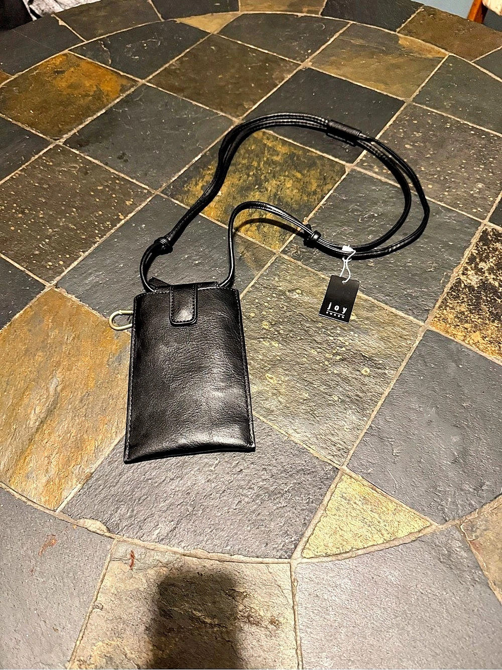 Joy Susan Jolene Crossbody Phone Bag Black Leather NWT